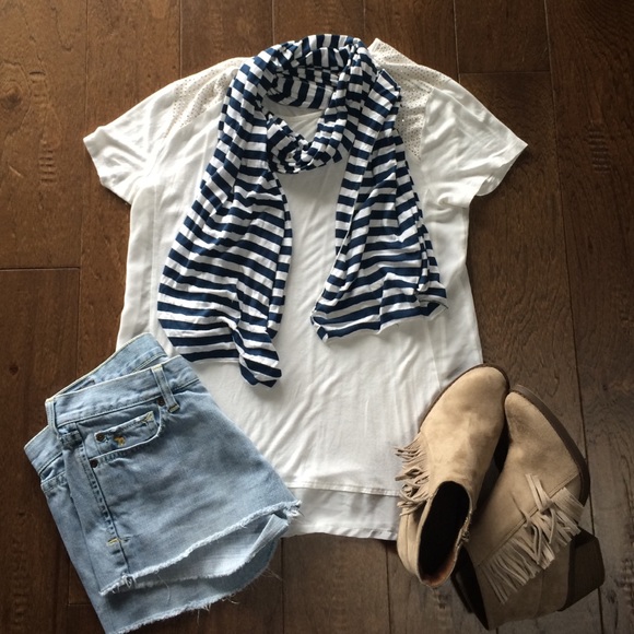 Navy and white striped scarf