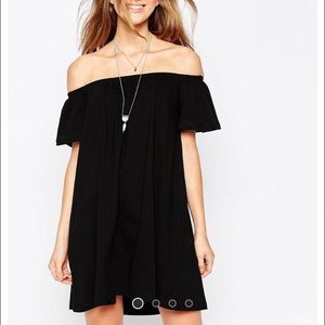 NEW WITH TAGS black off the shoulder mini dress