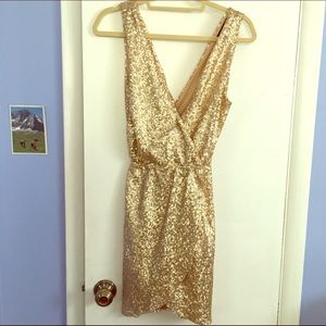 Gold sequin mini dress