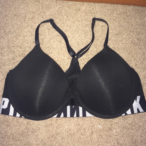 Victoria Secret PINK logo racer back push-up bra
