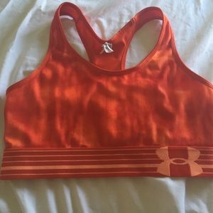 Orange under armor sports bra