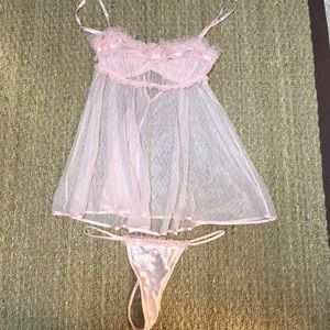 NWT light pink baby doll nightie and thong set