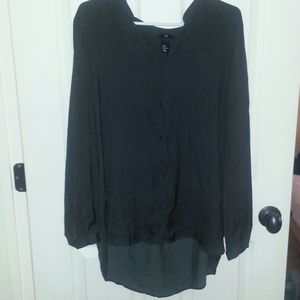 H&M Polka dot black and grey blouse.