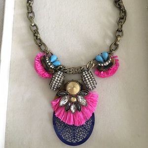 BEBE pink straw detail necklace