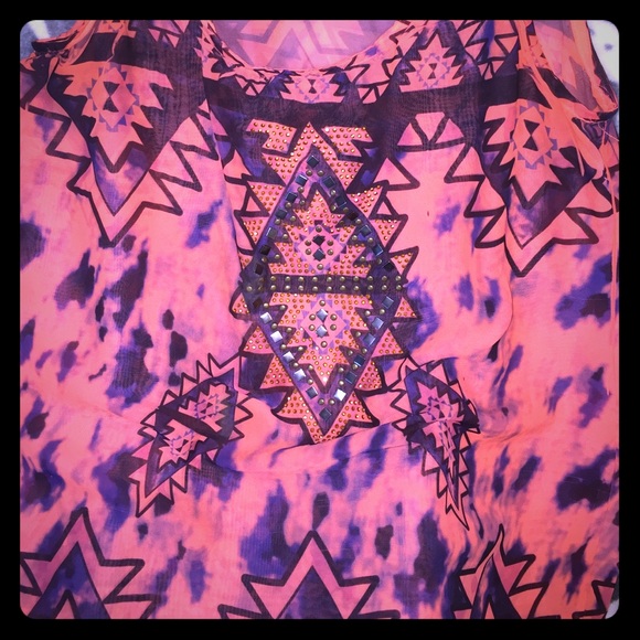 Day trip Aztec print chiffon top