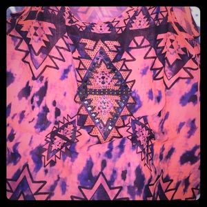 Day trip Aztec print chiffon top