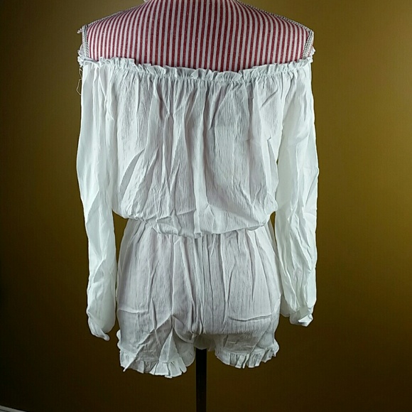 LAST ONE! White Off-the-Shoulder Romper - Picture 3 of 3
