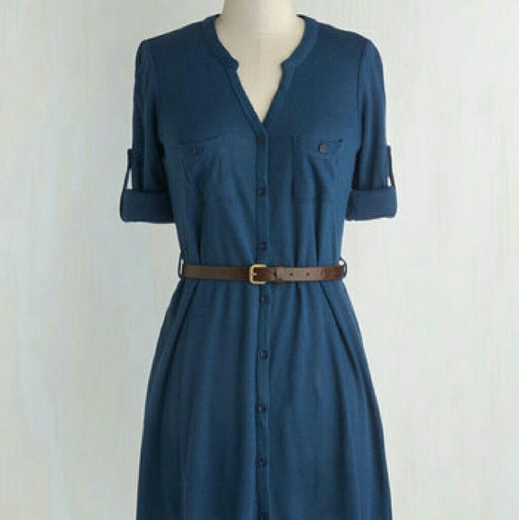 Ya Los Angeles Dresses & Skirts - Modcloth T.A.-Okay Dress in Blue with Belt S