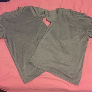 2 Reebok heather grey "play dry fit" shirts