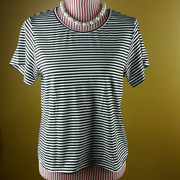 Dressy Black and White Striped Boxy Tee - Picture 2 of 3