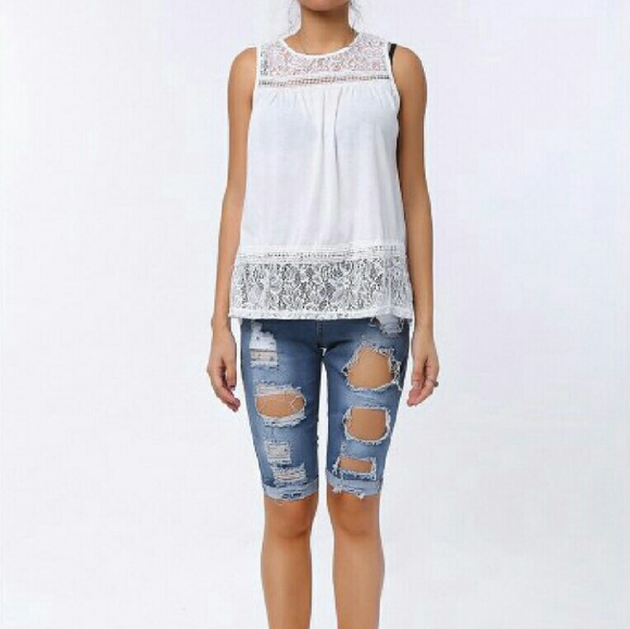 Tops - White Lace Dressy Tank