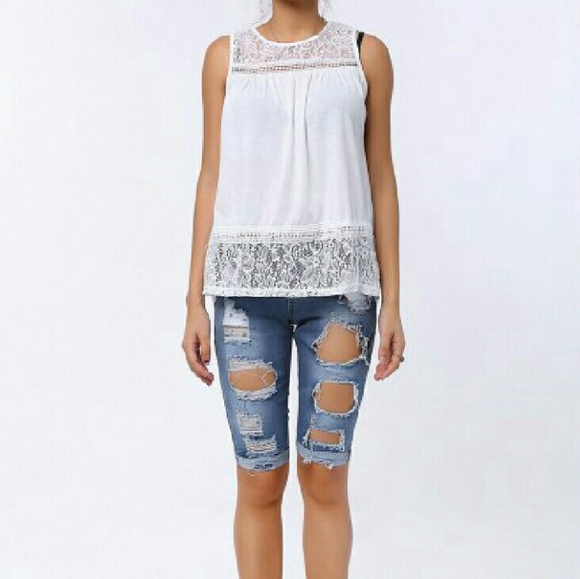 Tops - 3 for $20 White Lace Dressy Tank