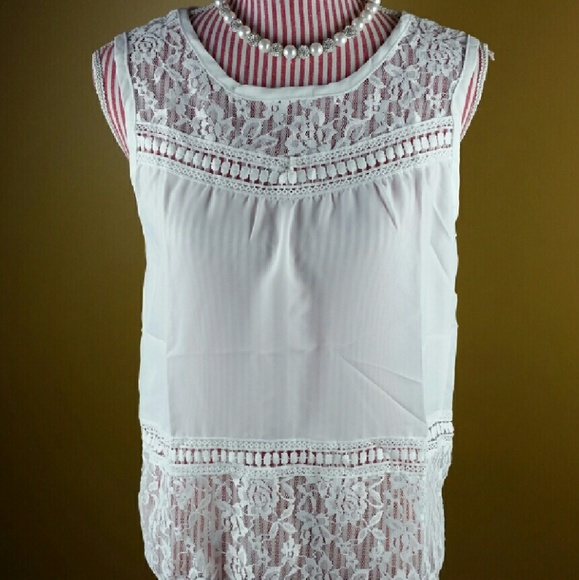 3 for $20 White Lace Dressy Tank - Picture 2 of 3