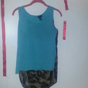 Blue and leopard print high low top