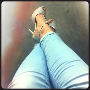 Silver stiletto heels