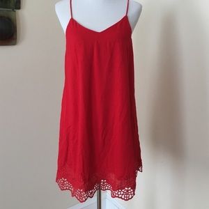 Ecote gauze red swing dress