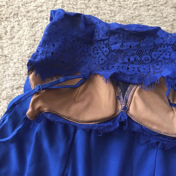 Royal Blue Maxi Lace Eyelash Long Dress - Picture 4 of 4