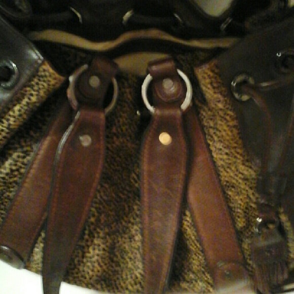 ELLEN TRACY 100%ANIMAL HAIR AND BROWN LEATHER  BAG - Picture 1 of 4