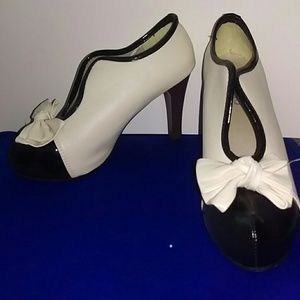 Black and white cutout heels