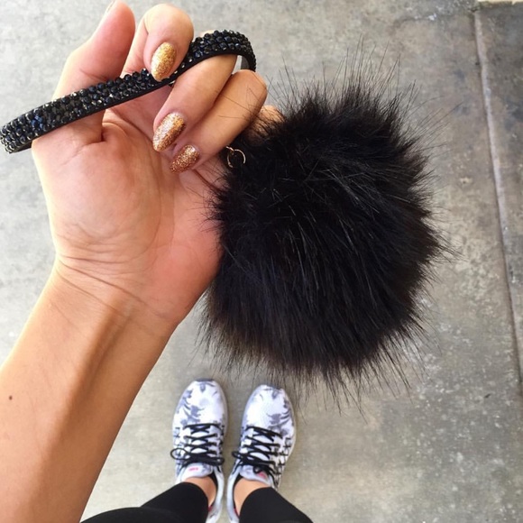 Lily Black Fur Ball Key Chain