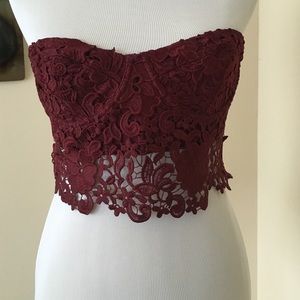 Kimchi Blue maroon crochet bralette