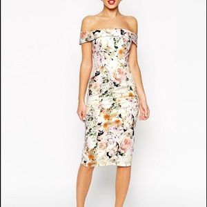 Asos floral off shoulder Bardot dress