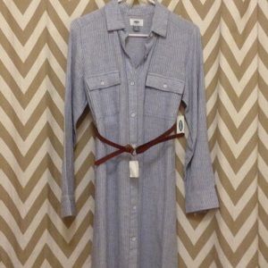 Striped Linen Dress & Belt, NEW!