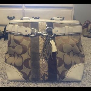 Taupe and white Coach Bag