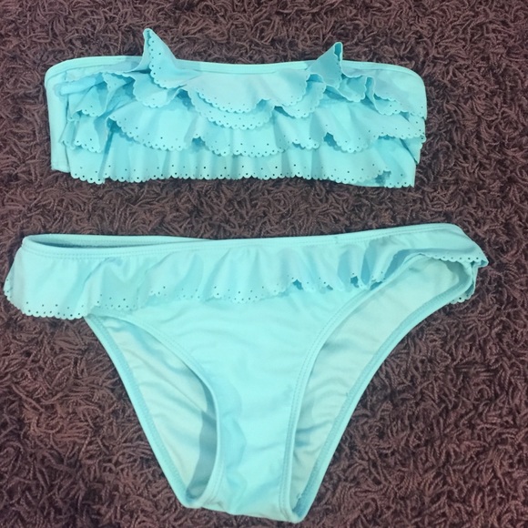 forever 21 blues ruffle bikini