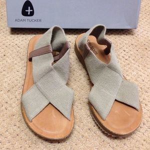 Khaki sandals, never worn.