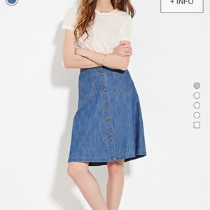 High Waisted Denim Button Down Skirt