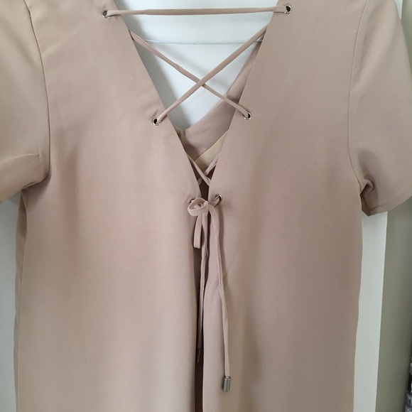 ✳️Nude Midi lace up down back dress. V back sexy - Picture 3 of 4