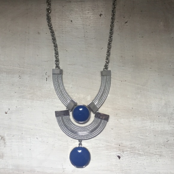 Silver and blue statement necklace - Picture 1 of 1