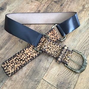 Calf hair leopard belt