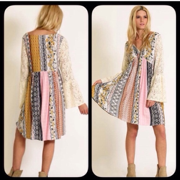 ❗️LAST ONES❗️Pastel  Lace Patchwork Summer Dress - Picture 2 of 3