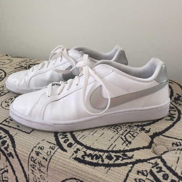 silver and white nikes