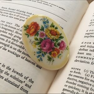 True vintage German floral oval brooch pin