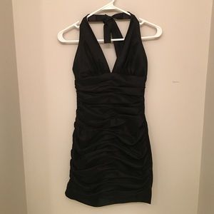 Halter-Neck Rouched Evening Mini-Dress