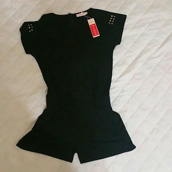 Black, Gold Studded Romper