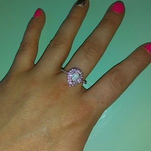 Opal, CZ, and sterling silver ring. NWOT