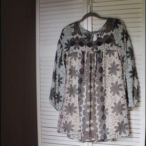 free people printed long sleeve dress sz xs