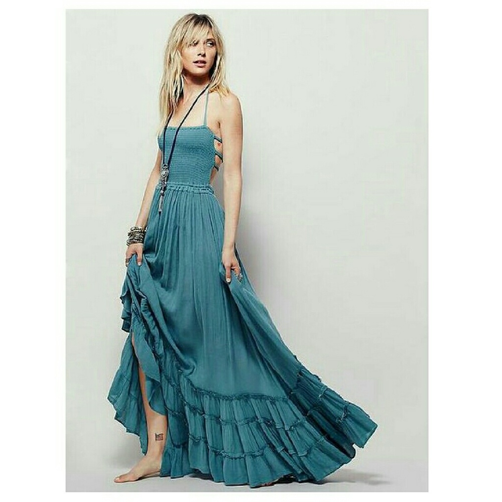 🔷HP🔷 Gorgeous Strappy Backless Boho Maxi Dress - Picture 2 of 7