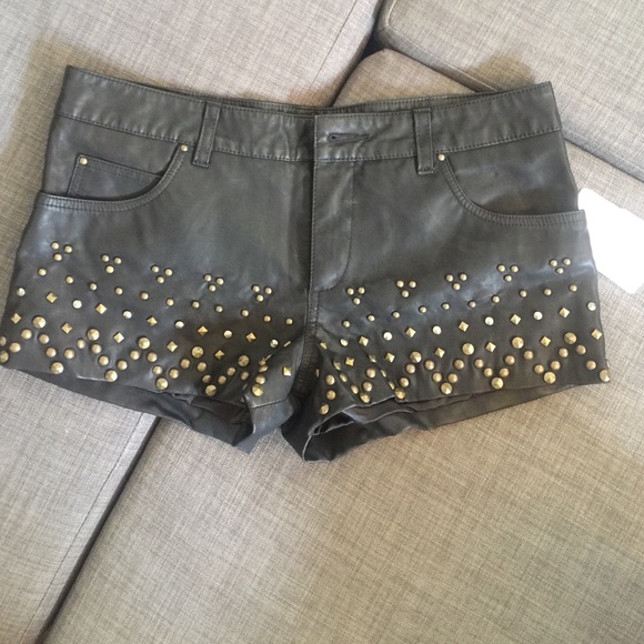 Free people leather grommet shorts NWT