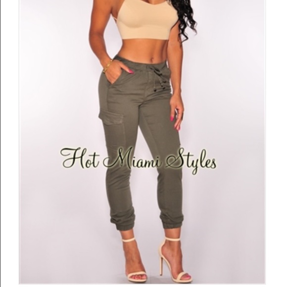 Olive Cargo Jogger Pants