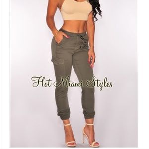Olive Cargo Jogger Pants