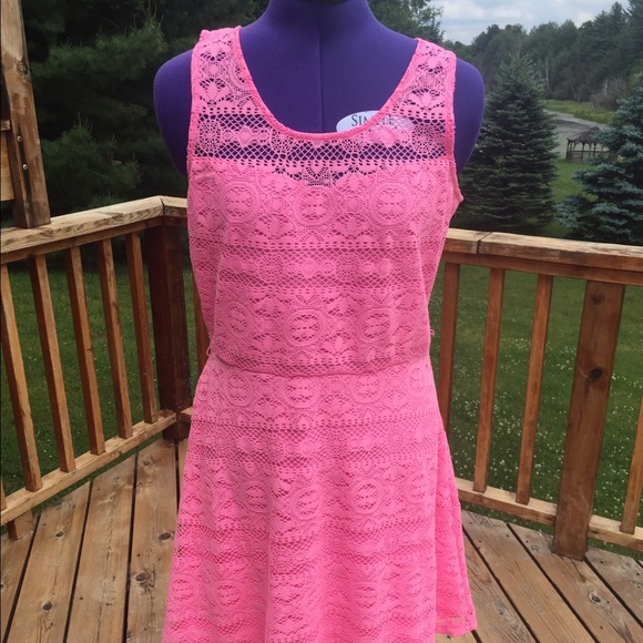 Hot Pink, Crocheted Skater Dress