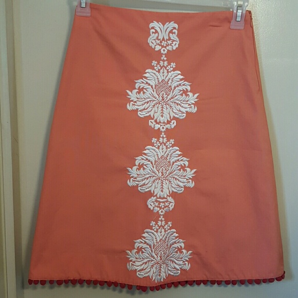 Anthro embroidered Pom Pom skirt by Elevenses