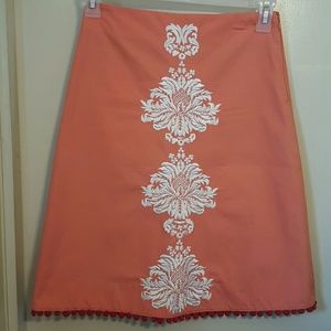 Anthro embroidered Pom Pom skirt by Elevenses