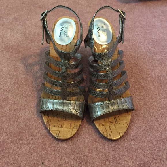 Strappy antique silver heels