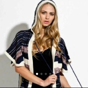 Stussy striped poncho